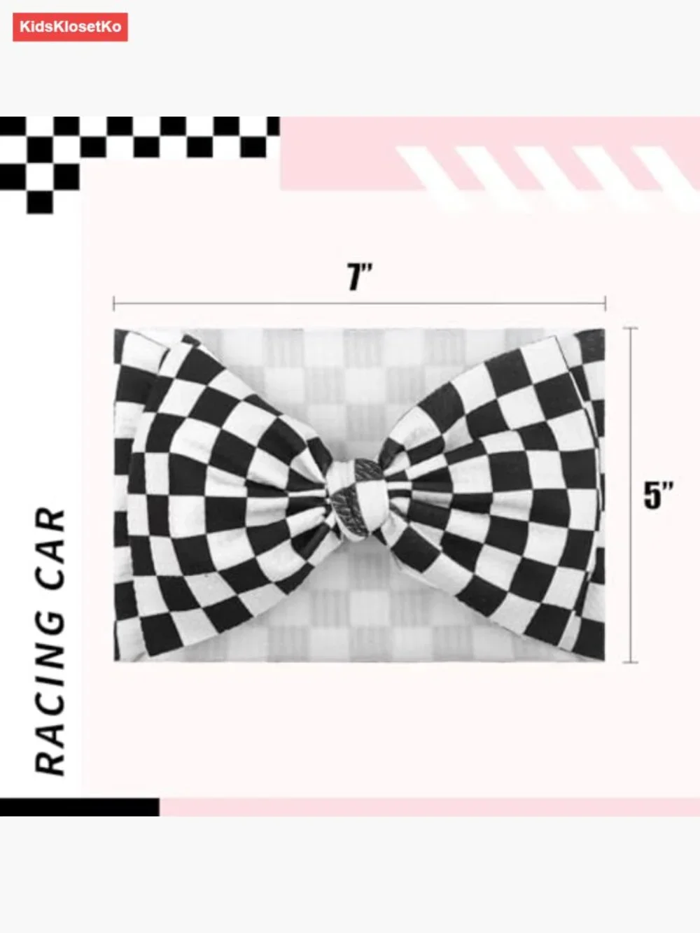 2 Pack 7 Inch Checkered Bow Headbands for Baby Girls Toddler Hair Accessories